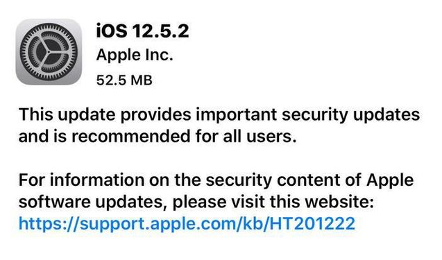 五营苹果手机维修分享iOS12.5.2发布，建议所有老苹果用户安装 